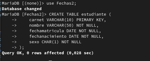 Tabla estudiante